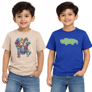Kids Cotton Printed T Shirts for Age (6-7) Years (Pack of 2) Extra 10% off