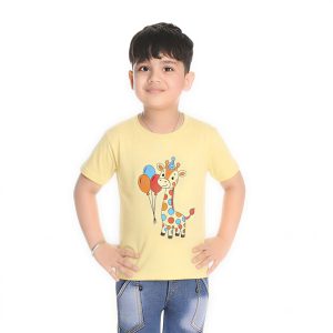 Kids Cotton Printed T Shirts for Age 2-7 Years (Yellow)